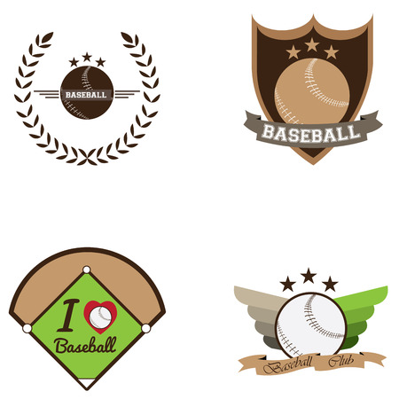 Set of baseball emblems on a white background, Vector illustrationのイラスト素材