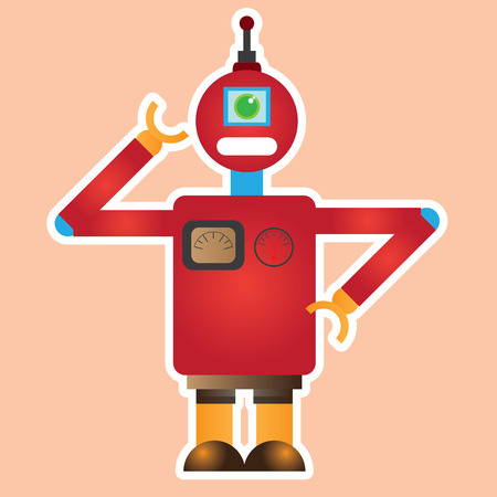 Isolated robot toy on a light red background, Vector illustrationのイラスト素材