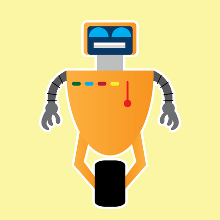 Isolated robot toy on a light yellow background, Vector illustrationのイラスト素材