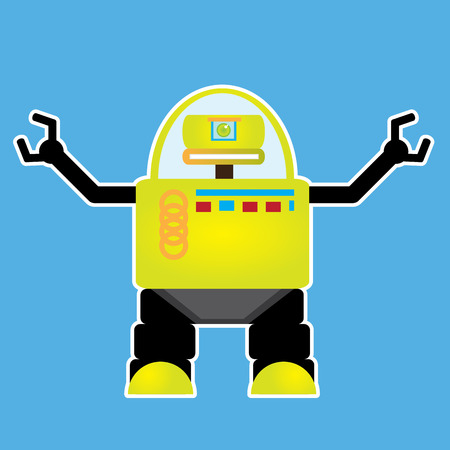 Isolated robot toy on a blue background, Vector illustrationのイラスト素材