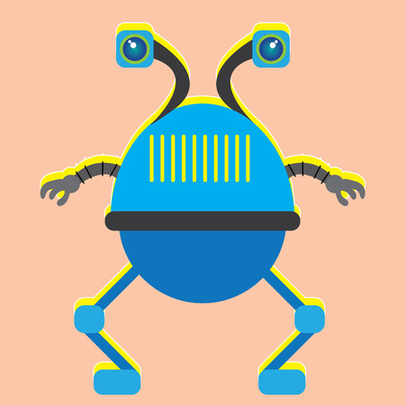 Isolated robot toy on a light red background, Vector illustrationのイラスト素材