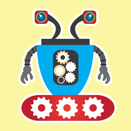 Isolated robot toy on a light yellow background, Vector illustrationのイラスト素材