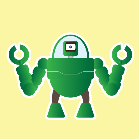 Isolated robot toy on a light yellow background, Vector illustrationのイラスト素材