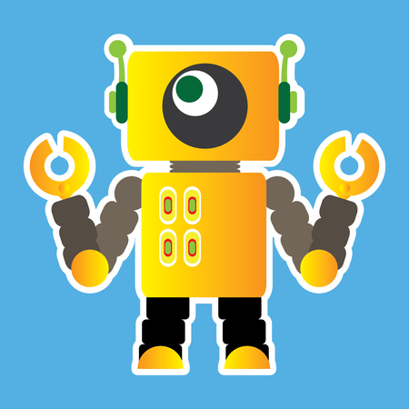 Isolated robot toy on a blue background, Vector illustrationのイラスト素材