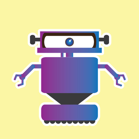 Isolated robot toy on a light yellow background, Vector illustrationのイラスト素材