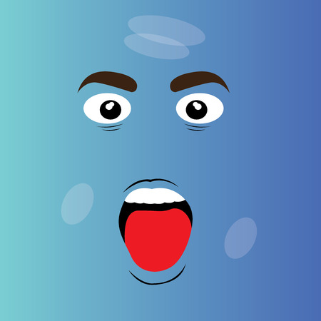 Surprised cartoon facial expression design, Vector illustrationのイラスト素材