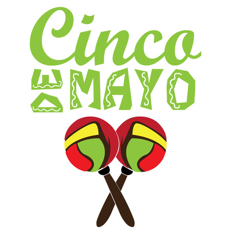 Isolated pair of maracas and text, Cinco de mayo vector illustrationのイラスト素材