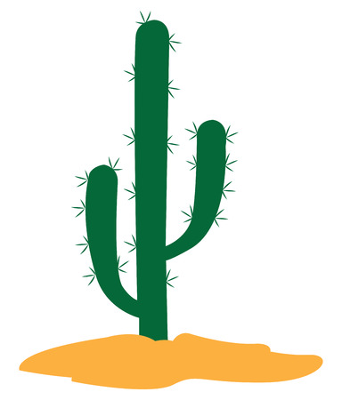 Isolated green cactus on a white background, Vector illustrationのイラスト素材