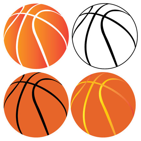 Set of basketball balls on a white background, Vector illustrationのイラスト素材