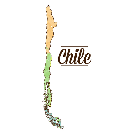 Isolated Chilean map on a white background, Vector illustrationのイラスト素材
