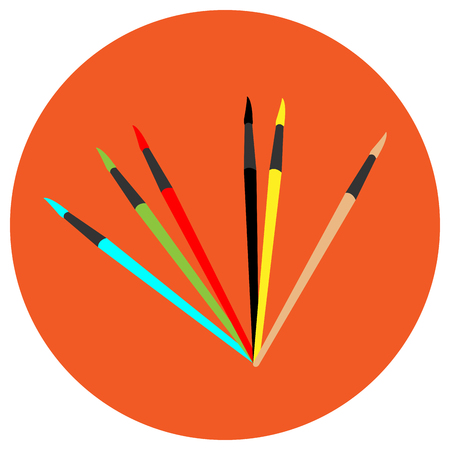 Isolated group of brushes on a sticker, Vector illustrationのイラスト素材