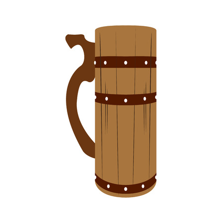 Isolated wooden beer mug on a white background, Vector illustrationのイラスト素材