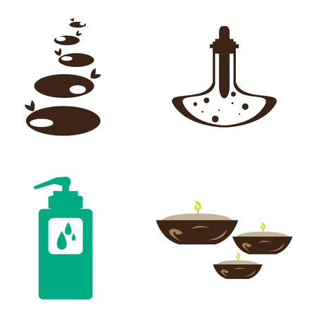 Set of different spa icons on a white background, Vector illustrationのイラスト素材