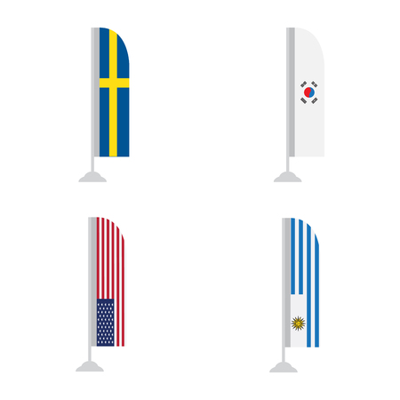 Set of world flags on a white background, Vector illustrationのイラスト素材