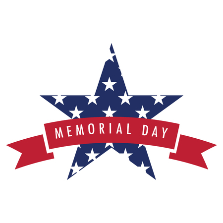 Isolated memorial day label on a white background, Vector illustrationのイラスト素材