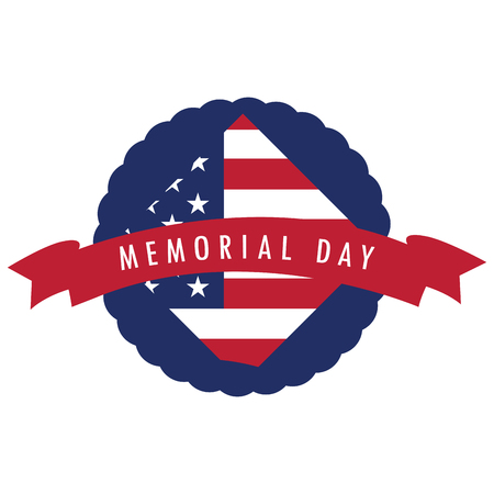 Isolated memorial day label on a white background, Vector illustrationのイラスト素材