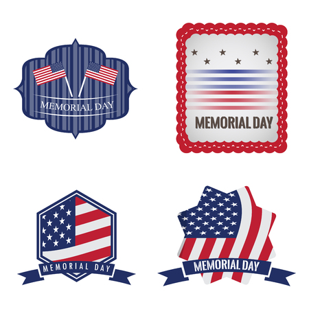 Isolated memorial day label on a white background, Vector illustrationのイラスト素材