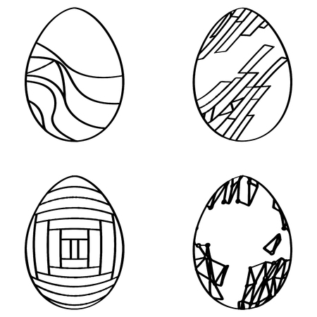 Set of silhouettes of easter eggs, Vector illustrationのイラスト素材