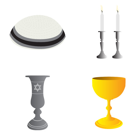 Set of traditional jewish related objects, Vector illustrationのイラスト素材
