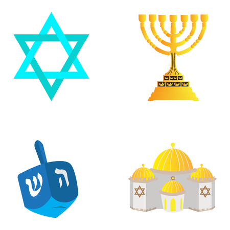 Set of traditional jewish related objects, Vector illustrationのイラスト素材