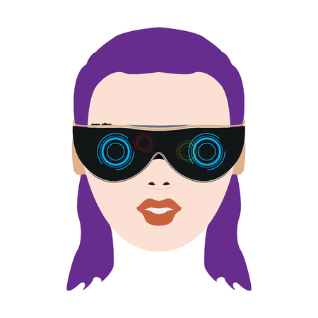 Isolated girl head with virtual reailty glasses, Vector illustrationのイラスト素材