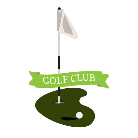 Isolated golf hole with a flag, Vector illustrationのイラスト素材