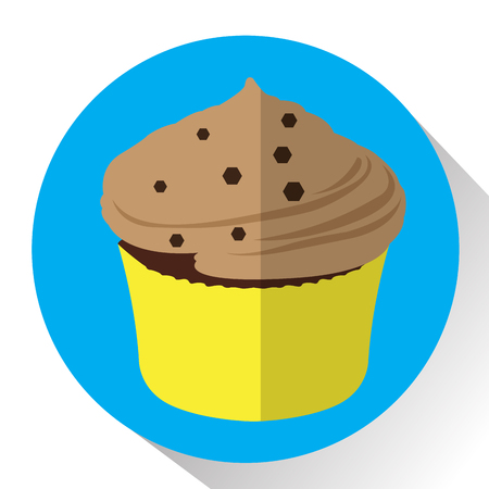 Isolated cupcake on a colored button, Vector illustrationのイラスト素材