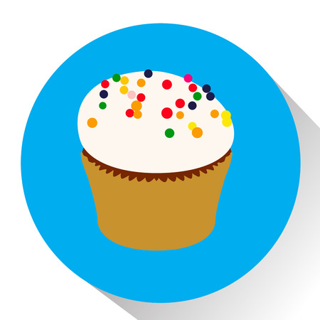Isolated cupcake on a colored button, Vector illustrationのイラスト素材