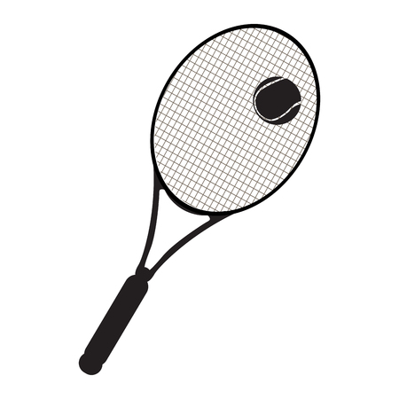 Isolated silhouette of a tennis racket and a ball, Vector illustrationのイラスト素材