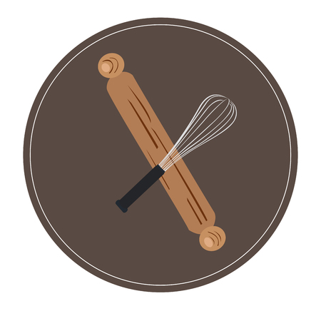 Isolated mixer and a roller on a colored button, Vector illustrationのイラスト素材