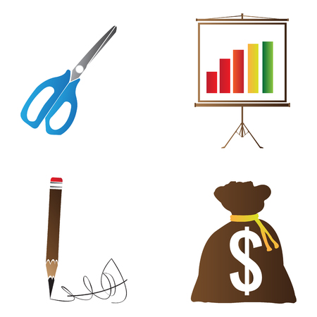 Set of business icons on a white background, Vector illustrationのイラスト素材