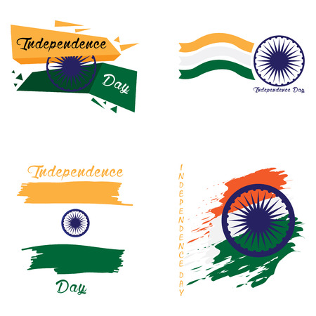 Set of Indian Independence Day graphic designs, Vector illustrationのイラスト素材