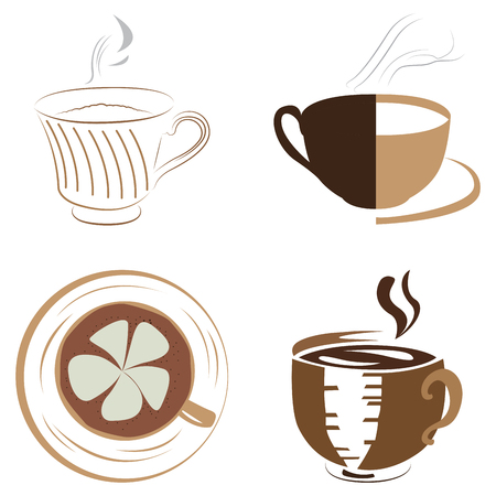 Set of abstract coffee logos, Vector illustrationのイラスト素材