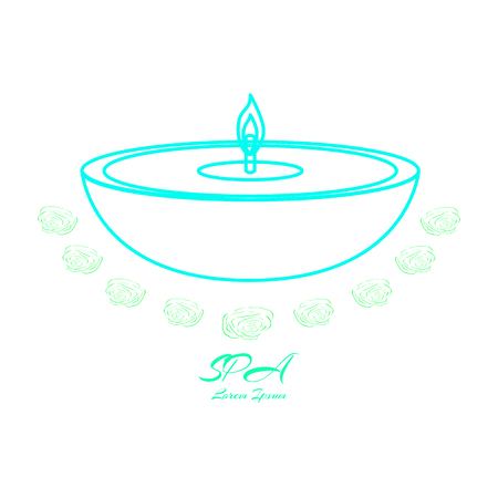 Isolated spa logo with text and a candle, Vector illustrationのイラスト素材