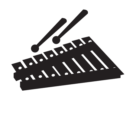 Isolated silhouette of a xylophone, Vector illustrationのイラスト素材