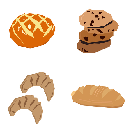 Set of geometric bakery icons, Vector illustrationのイラスト素材