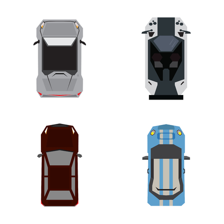 Ilustración de Set of top views of cars, Vector illustration - Imagen libre de derechos