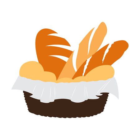 Isolated bread basket on a white background, Vector illustrationのイラスト素材
