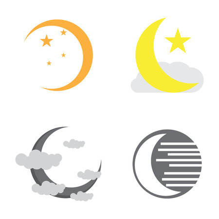 Set of moon icons on a white background, Vector illustrationのイラスト素材