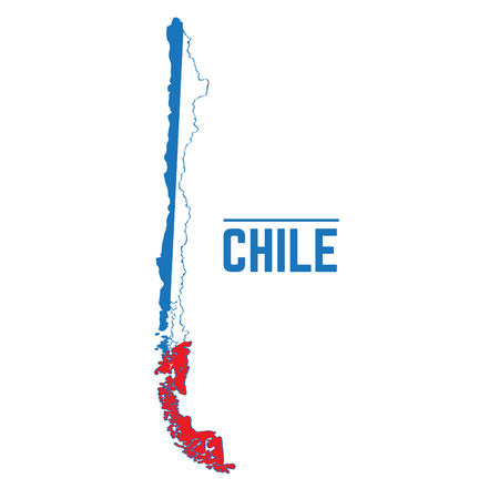 Flag and map of Chile, Vector illustrationのイラスト素材