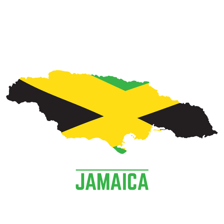 Flag and map of Jamaica, Vector illustrationのイラスト素材