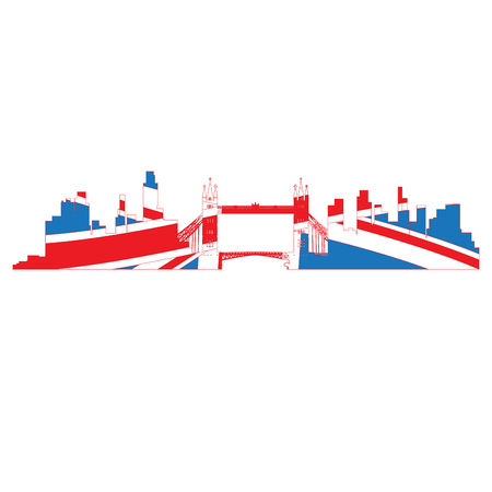 Isolated cityscape of London with the flag of the United Kingdom, Vector illustrationのイラスト素材