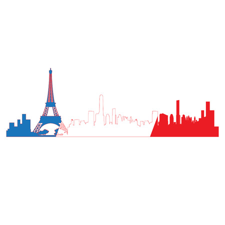 Isolated cityscape of Paris with the flag of France, Vector illustrationのイラスト素材