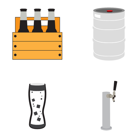 Set of beer icons on a white background, Vector illustrationのイラスト素材