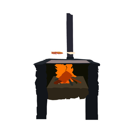 Isolated barbecue grill on a white background, Vector illustrationのイラスト素材