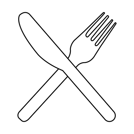 Isolated fork and knife on a white background, vector illustrationのイラスト素材