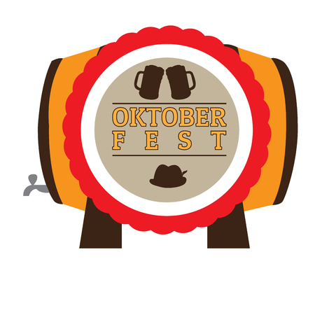 Isolated beer barrel with a label, Oktoberfest Vector illustrationのイラスト素材