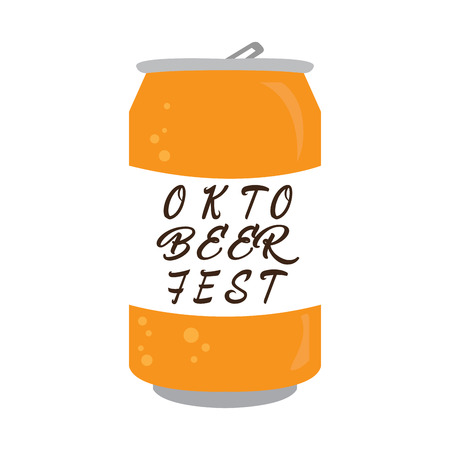 Isolated beer can on a white background, Oktoberfest vector illustrationのイラスト素材