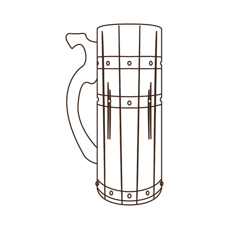 Isolated beer mug outline on a white background, Vector illustrationのイラスト素材