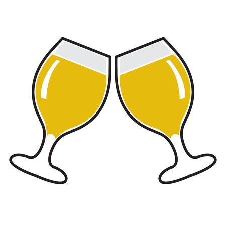 Isolated pair of beer glasses, Vector illustrationのイラスト素材